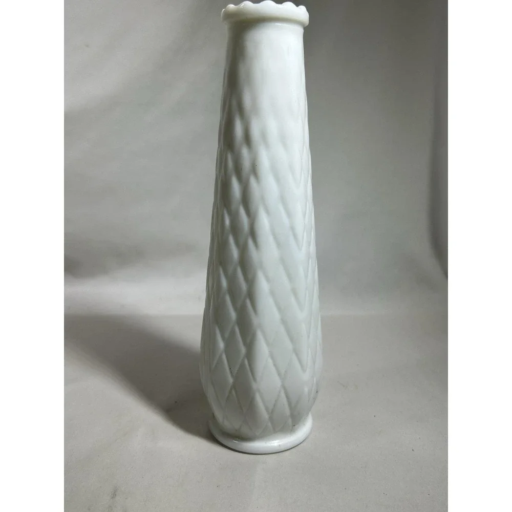 Vintage Milk Glass Vase Flute for Flowers Home Decor Farmhouse Collectible